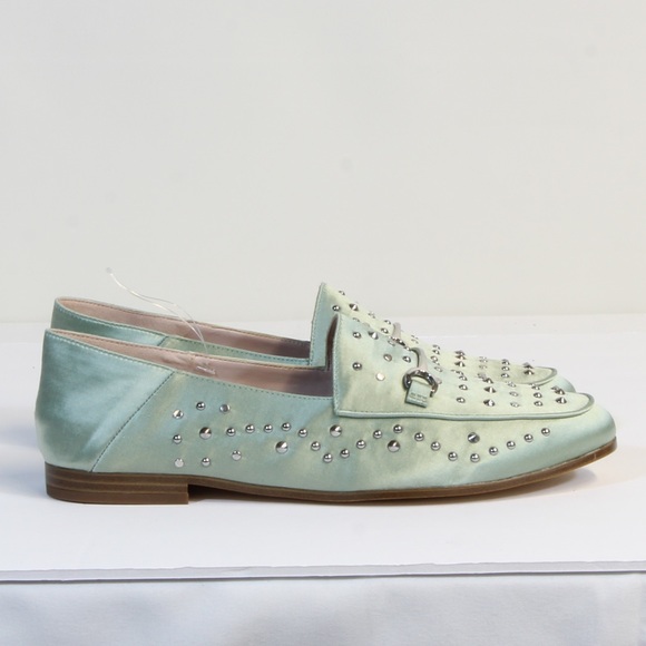 Nine West Westoy Green Satin Loafers Flats Size 8 - Picture 4 of 13